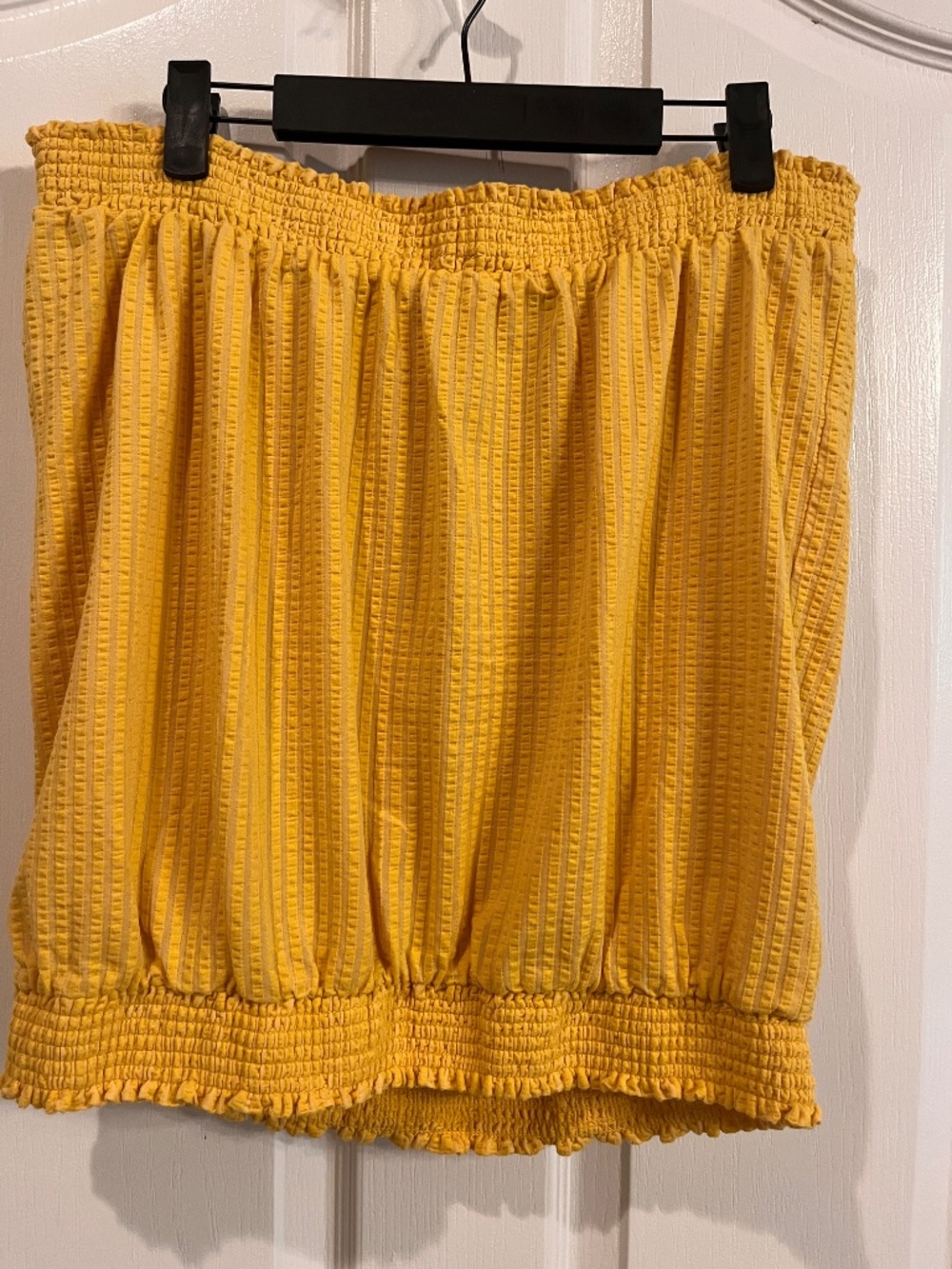 Anthropologie XL Yellow Seersucker Cotton Tube / Strapless Blousson Top - Picture 4 of 7